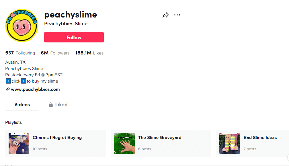 Tiktok page of Peachybbies, who grew their social media presence to 6 million followers.