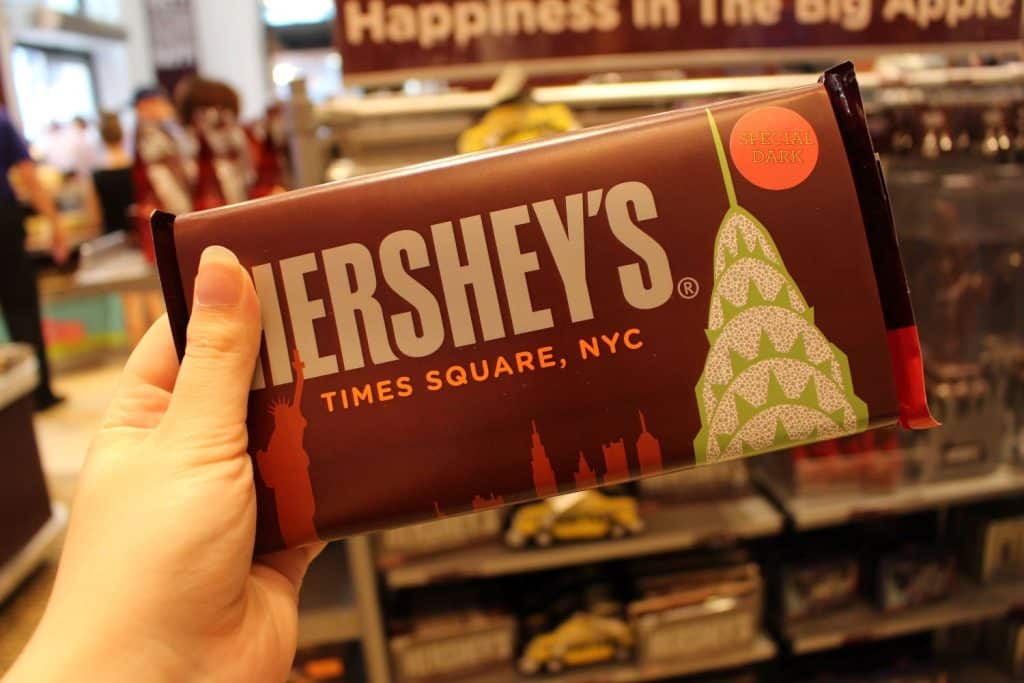 A bar of Hershey's dark chocolate